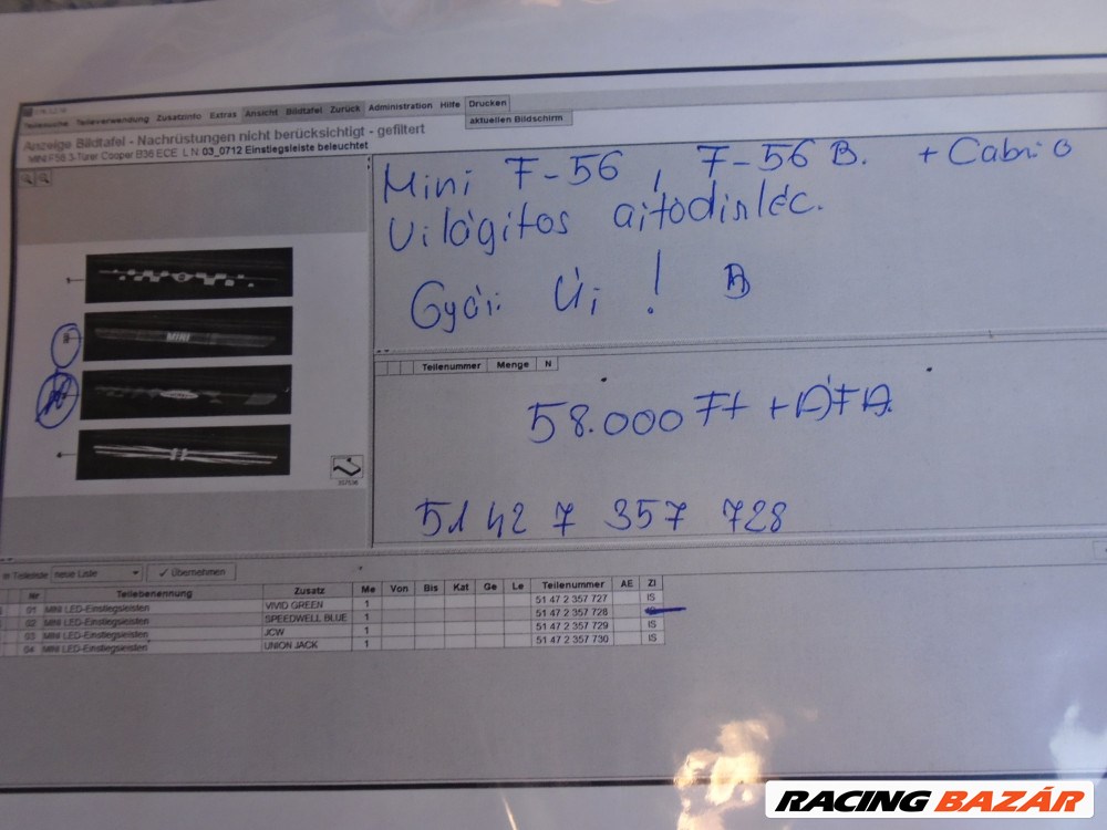 [GYÁRI ÚJ] MINI - Világítós ajtódíszléc. F56, F56 B + Cabrio  2. kép
